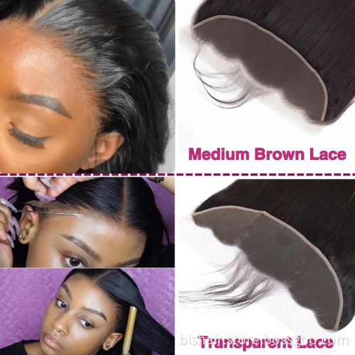 unprocessed raw remy swiss closure 13x6 hd virgin human hair 360 transparent clear lace frontal wig with baby hair from Indian